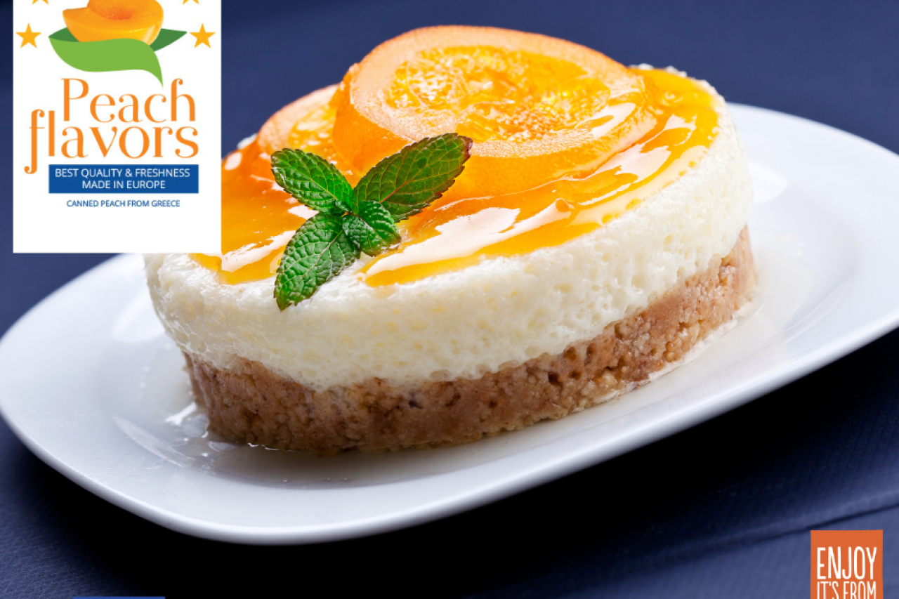 Cheesecake with European canned peaches